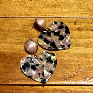 Multicolored Heart Shaped Tortoise Earrings